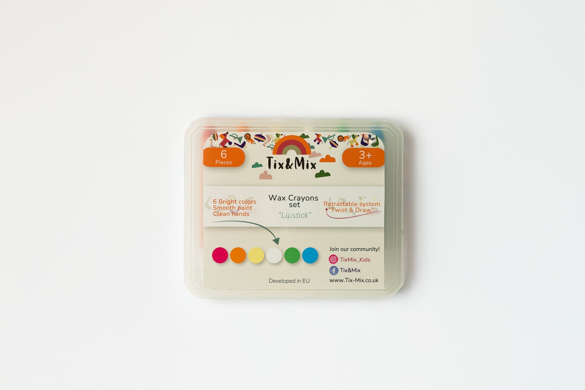 Colorful Crayons "Lipstick style" (set of 6)