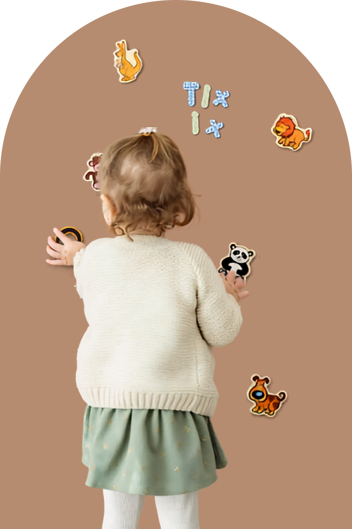 Magnetic play board on a wall