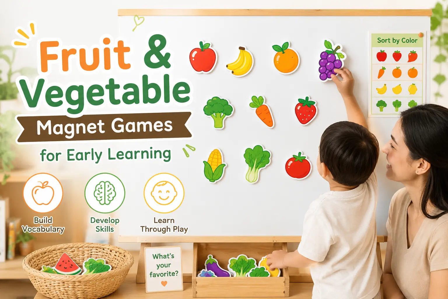 Fruit & Vegetable Magnet Games for Early Learning