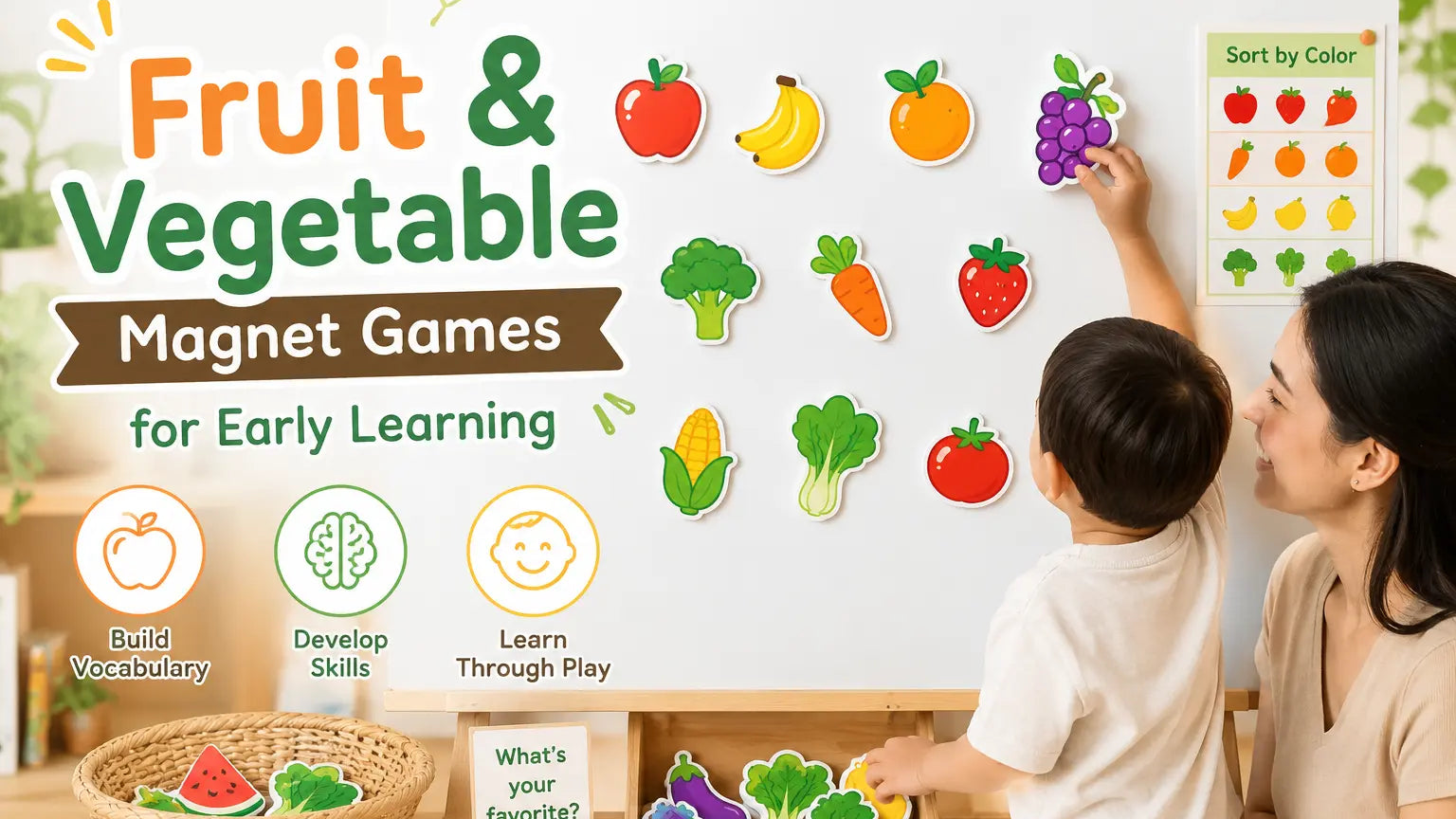 Fruit & Vegetable Magnet Games for Early Learning
