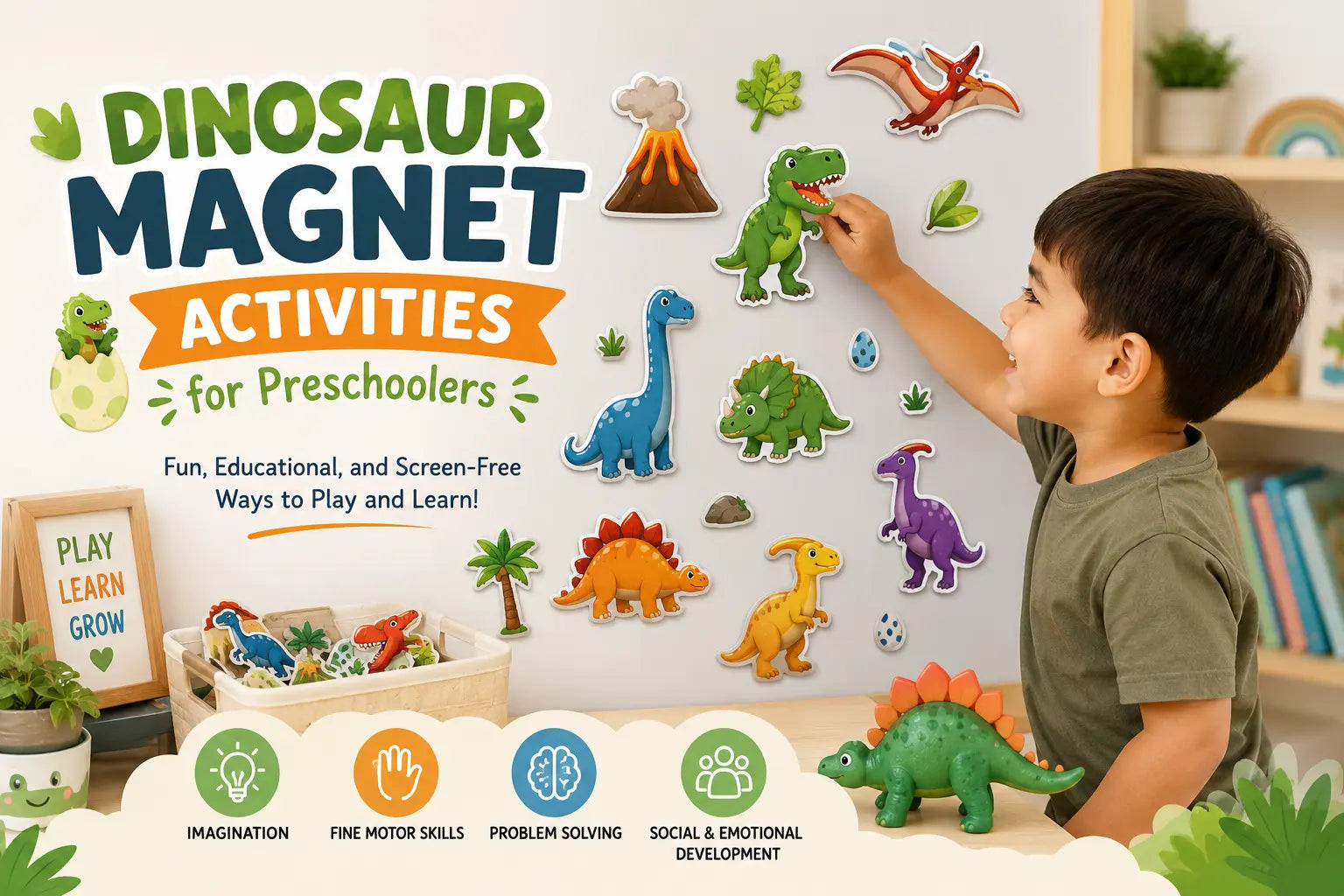 Dinosaur Magnet Activities for Preschoolers