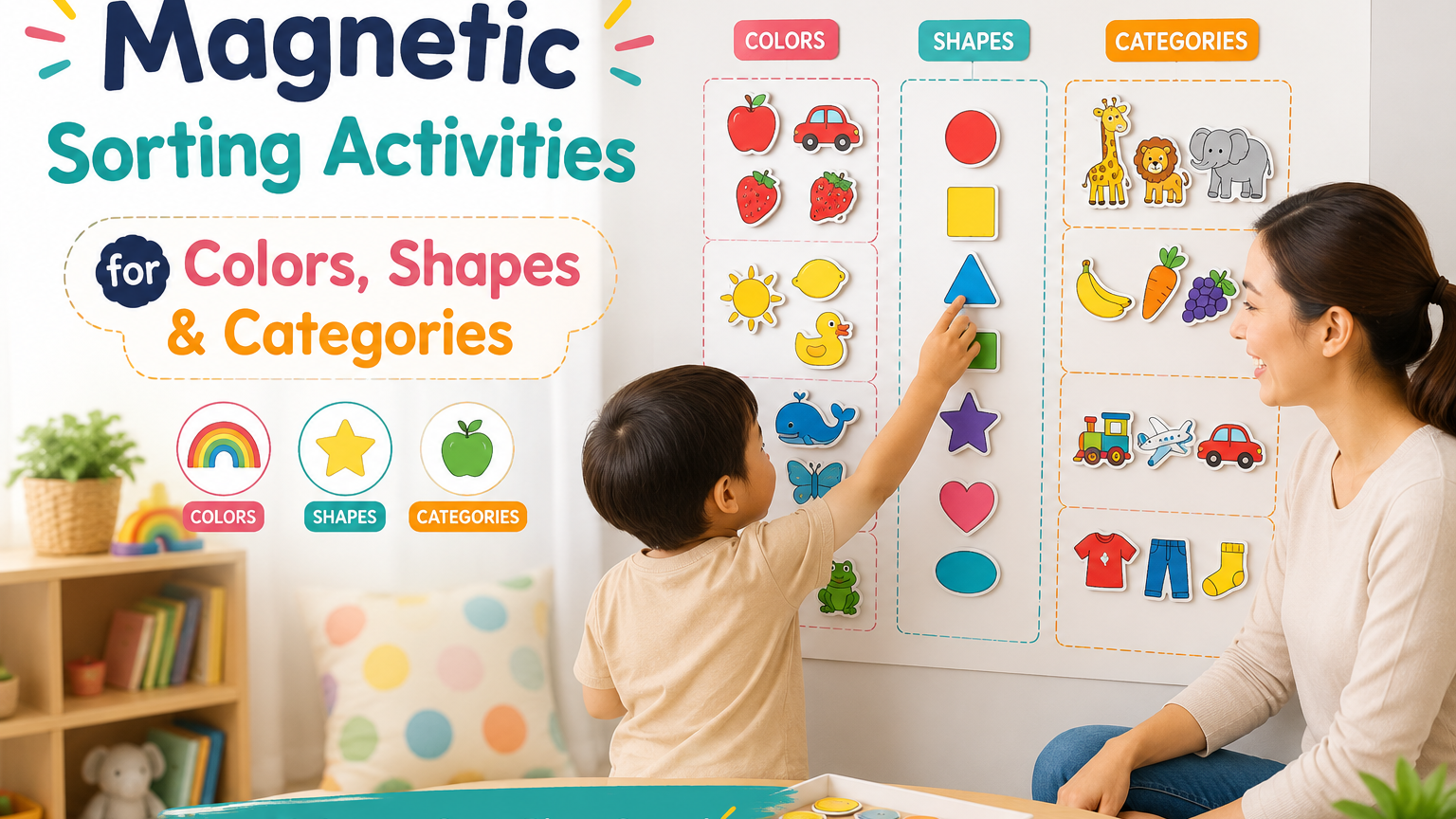Magnetic Sorting Activities for Colors, Shapes & Categories