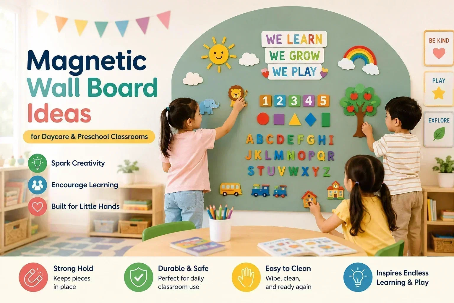 Magnetic Wall Board Ideas for Daycare & Preschool Classrooms