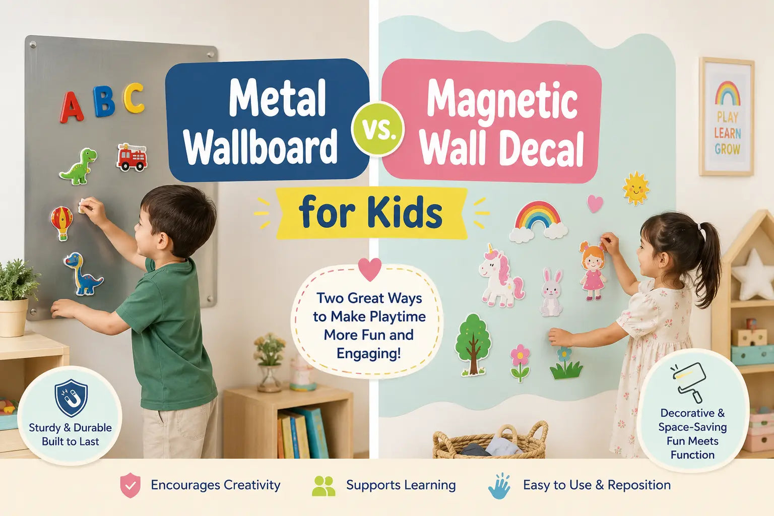 Metal Wallboard vs. Magnetic Wall Decal for Kids