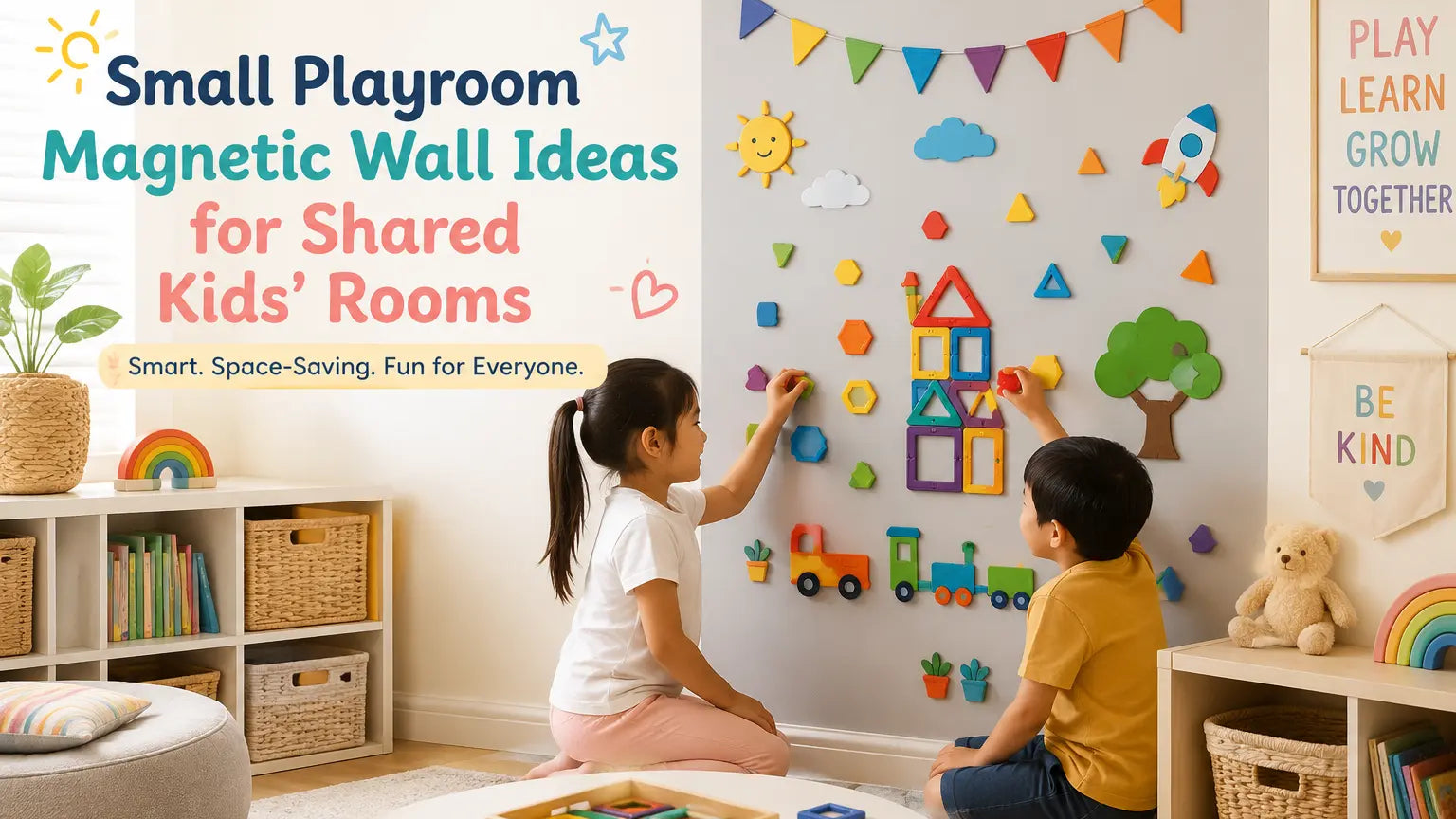 Small Playroom Magnetic Wall Ideas for Shared Kids' Rooms