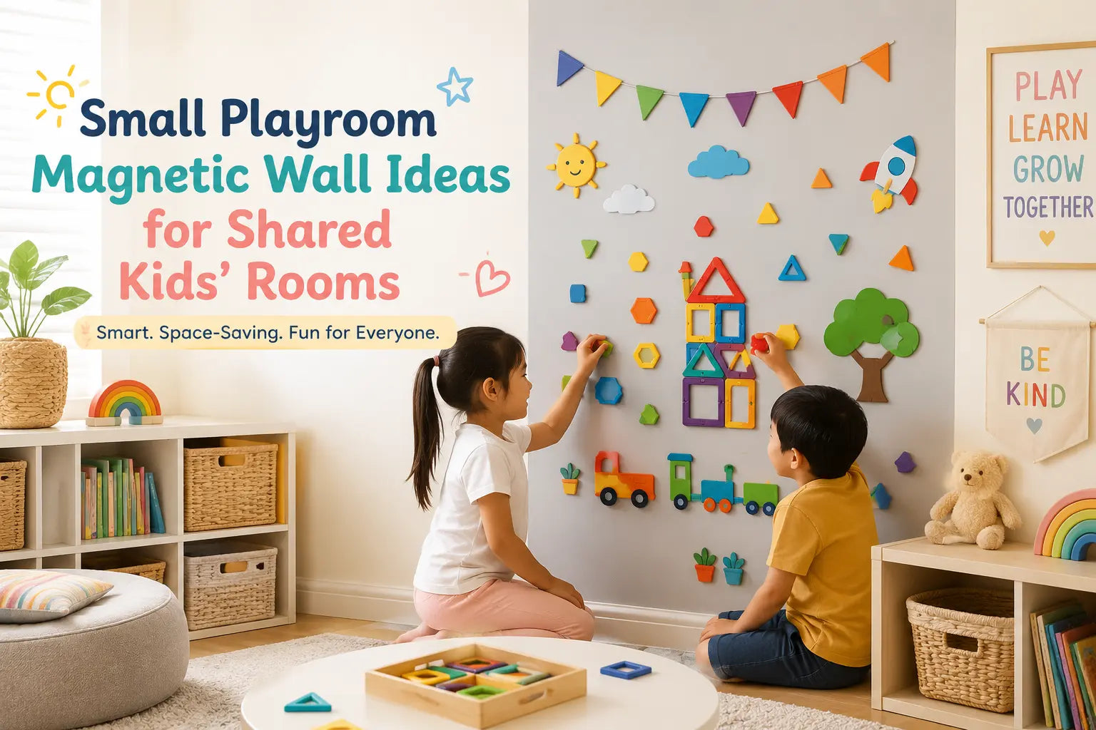 Small Playroom Magnetic Wall Ideas for Shared Kids' Rooms