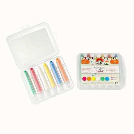 A product display of Tix&Mix colorful crayons on a white background.