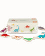 A collection of magnetic dinosaur toys for magnetic wall board.