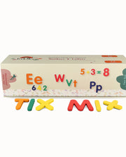 A product image of Tix&Mix magnetic number and letters packaging box on a white background.