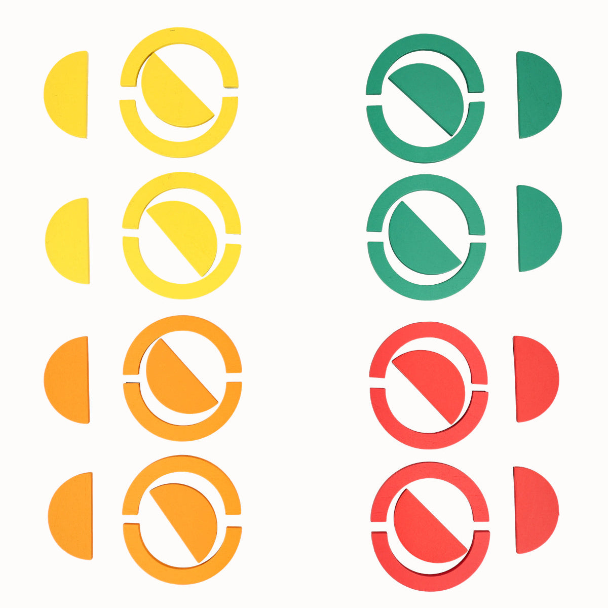 Set of colorful circular icons on a white background