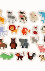 A set of animal stickers on a white background.