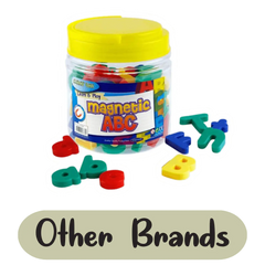 A product display of alphabet letters that other brands are selling.