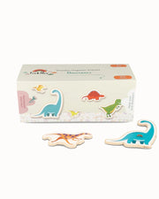 A product display of Tix&Mix wooden magnetic dinosaur playset on a white background.