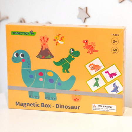 A brand new packaging box of Tix&Mix magnetic dinosaur set for kids.