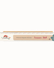 A product display of Tix&Mix premium magnetic wooden treasure shelf used to organize and store toys and accessories.