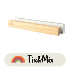 A product display of Tix&Mix magnetic shelf used in the magnetic wall decal to store and organize magnetic toys and accessories.