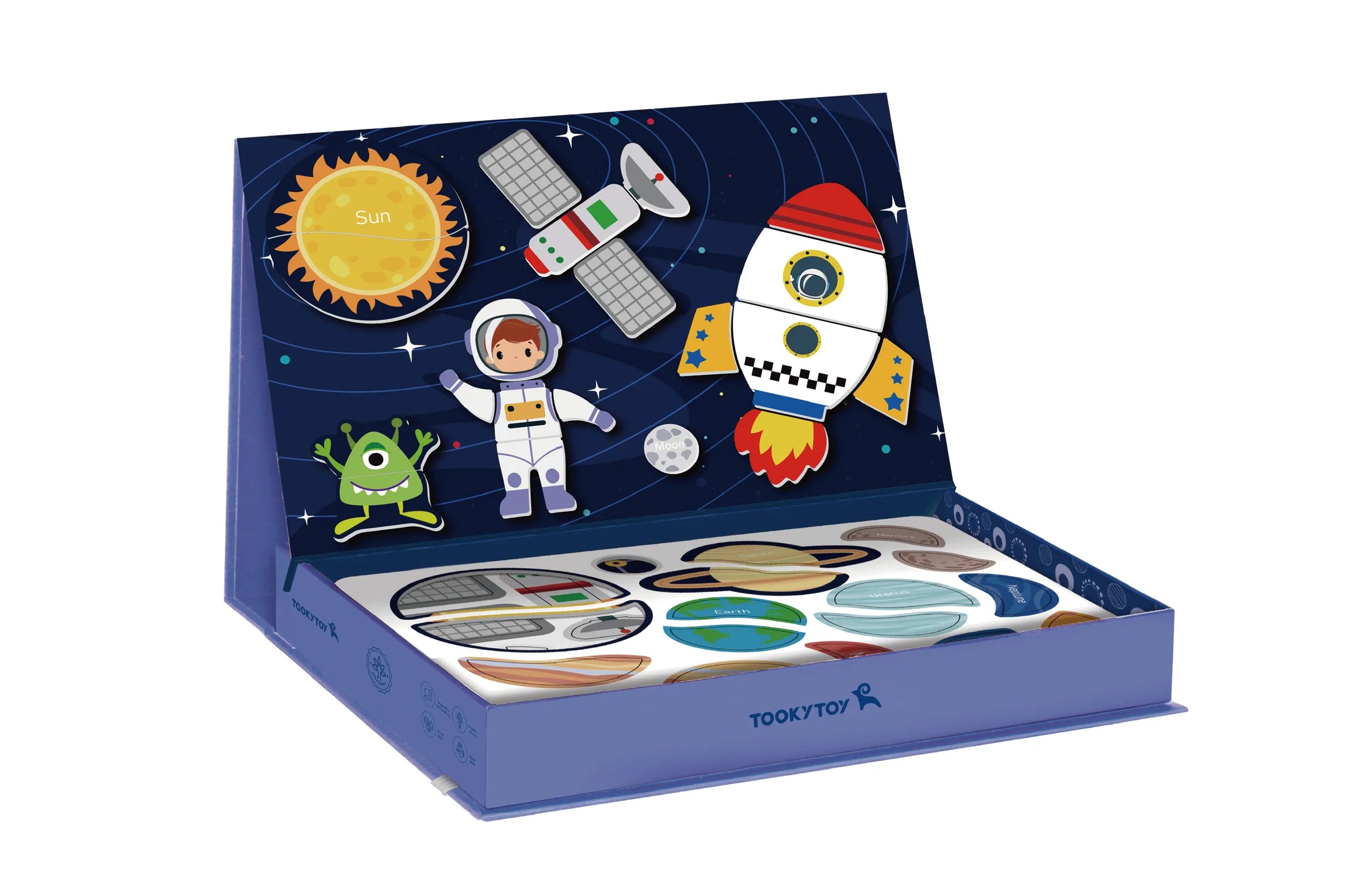 A product display of Tix&Mix brand new space exploration set for kids.