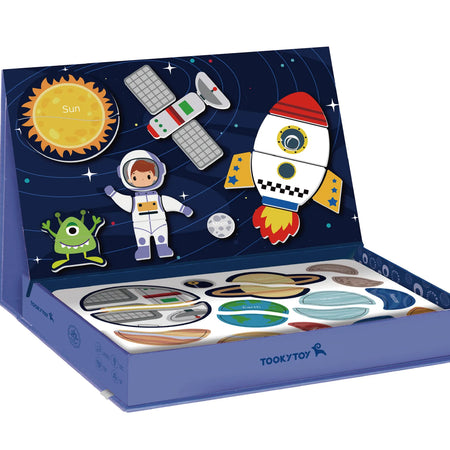 A product display of Tix&Mix brand new space exploration set for kids.