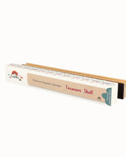 A close up image of Tix&Mix premium magnetic wooden treasure shelf.