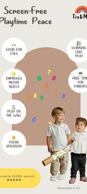 An infographic that highlights the benefits of using Tix&Mix magnetic wall decal.