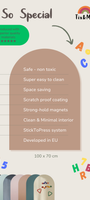 An infographic showing the list of benefits of Tix&Mix magnetic wall decals for kids.