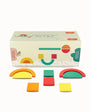 A product display of Tix&Mix wooden magnetic rings and blocks playset for kids on a white background.