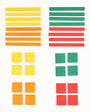 Color swatches in yellow, green, and red on a white background