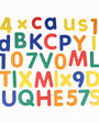 A collection of Tix&Mix wooden magnetic numbers and letters playset on a white background.