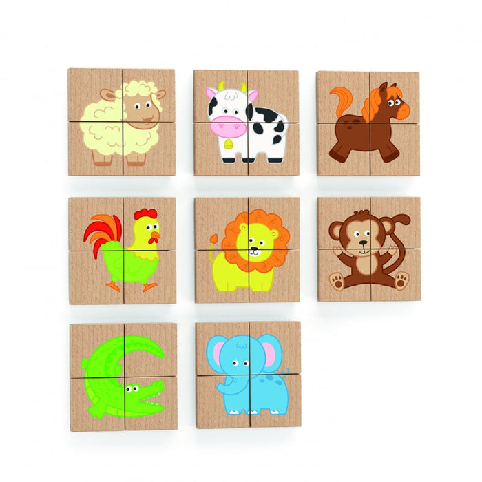 Wooden magnetic puzzle animals (set of 32)