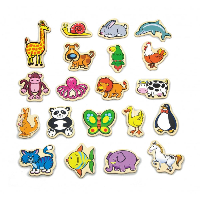 Wooden animal magnets (set of 20)