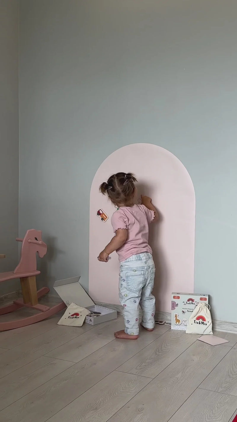 Kid Playing In Front Of Magnetic Wall Board - Desktop Compressed