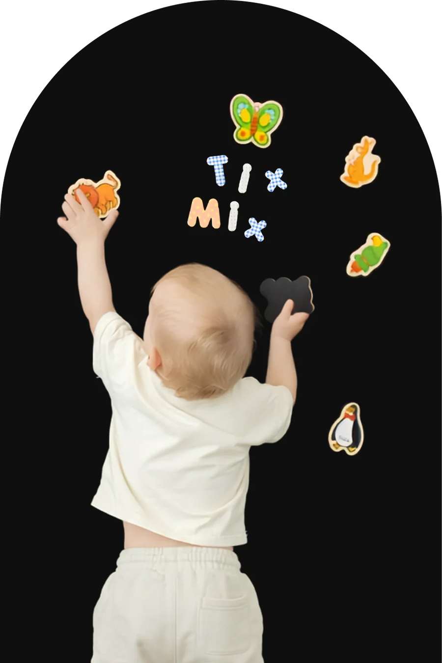 Magnetic play board on a wall