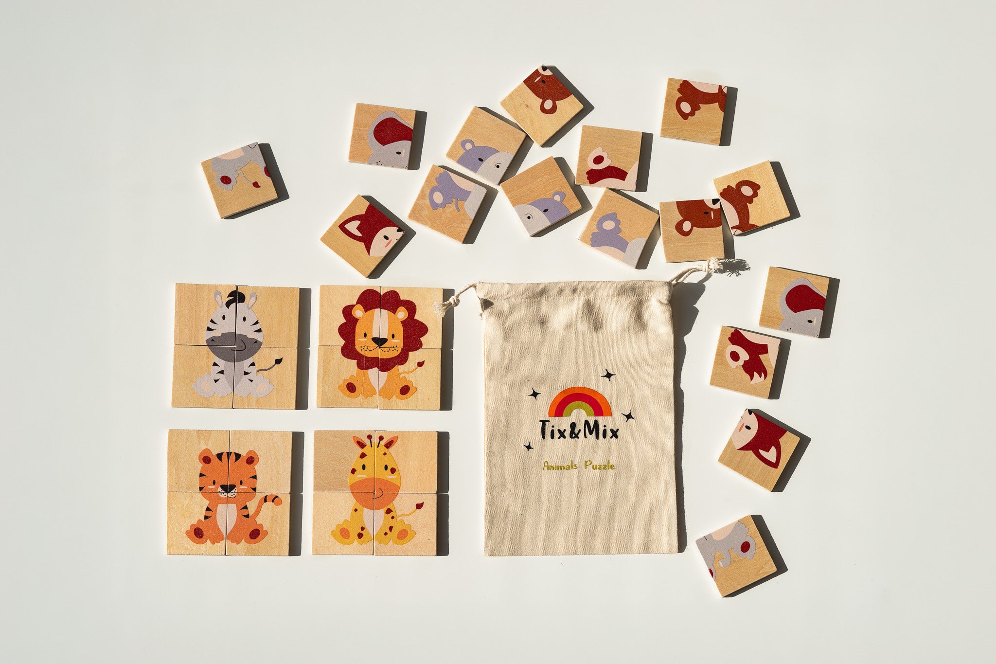 Wooden magnetic Tix&Mix Animals Puzzle (set of 32)